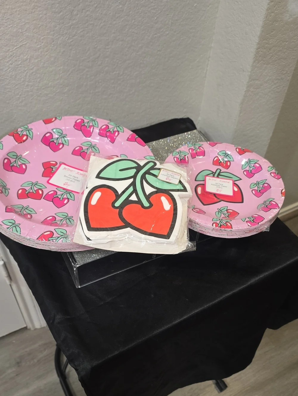 Betsey Johnson Heart Cherries Paper Plates & Napkin‎ Set